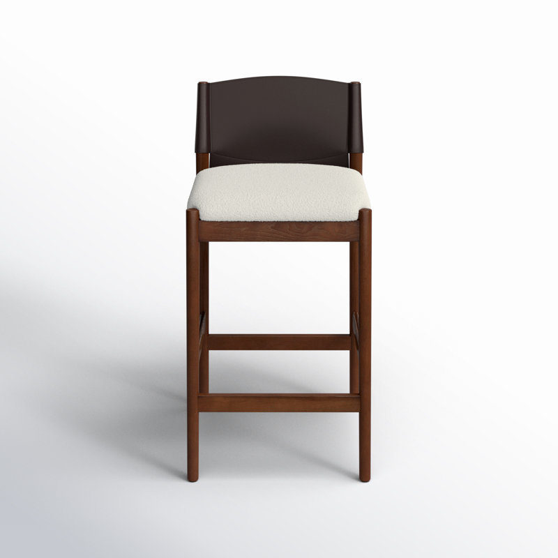 Lulu Upholstered Stool with Solid Wood Frame, Counter Stool (26” Seat Height), Umber