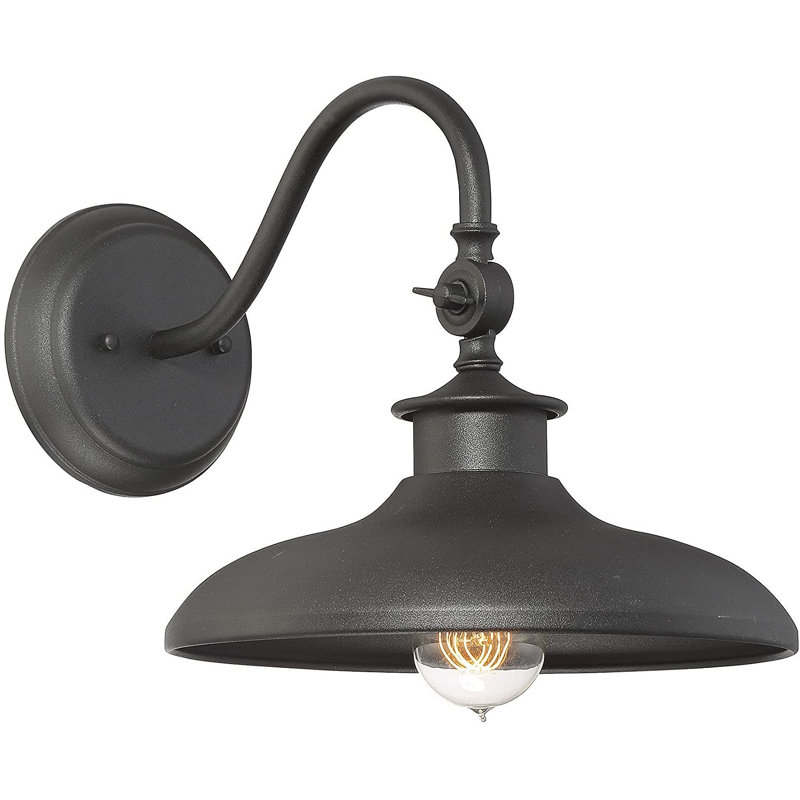 Luminaire de grange d'extérieur noir câblé noir
