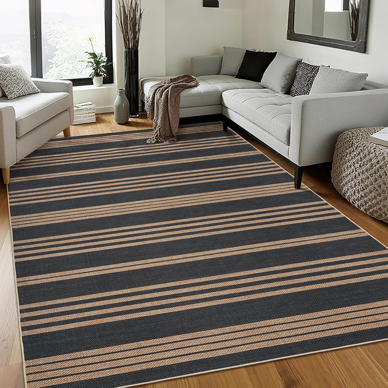 2x6 Jute Runner Rug – Washable, Non-Slip, Woven Carpet for Kitchen, Entryway, Bathroom, Laundry Room (Brown)