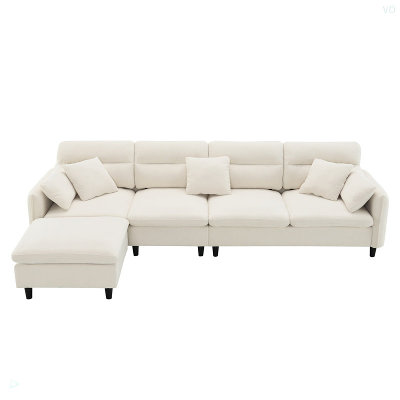 Canapé modulaire en L Cloud Chenille, Chenille beige