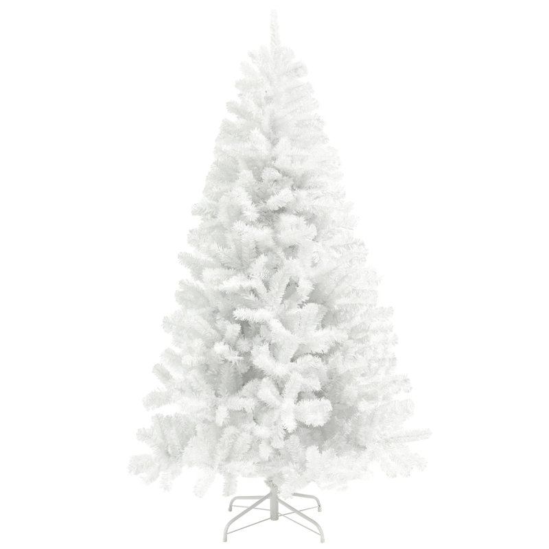 Grand arbre de Noël artificiel, arbre de Noël non éclairé avec embouts de branches, ouverture automatique, base en acier, décoration des Fêtes pour bureau personnel, blanc