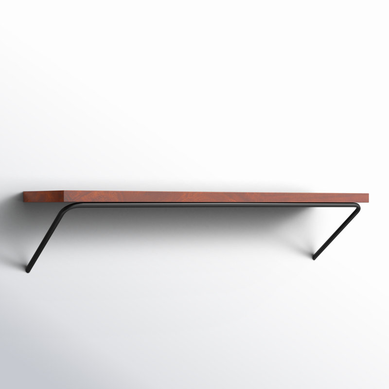 Dryden Solid Wood Metal Floating Shelf, 7.5'' H X 24'' W X 8'' D, Walnut