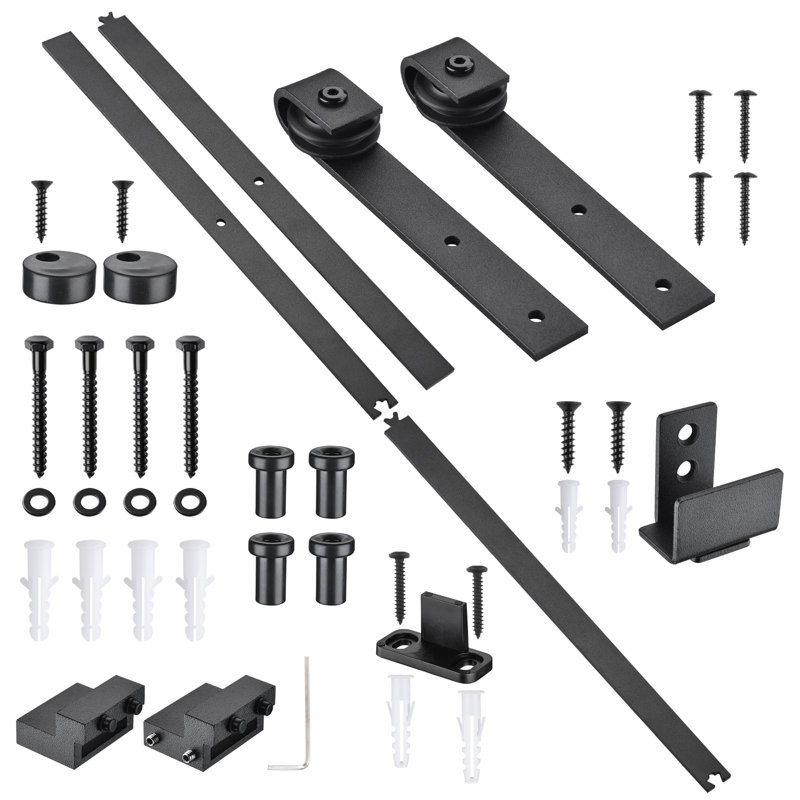 Mini Black Aluminum Sliding Barn Door Hardware Kit