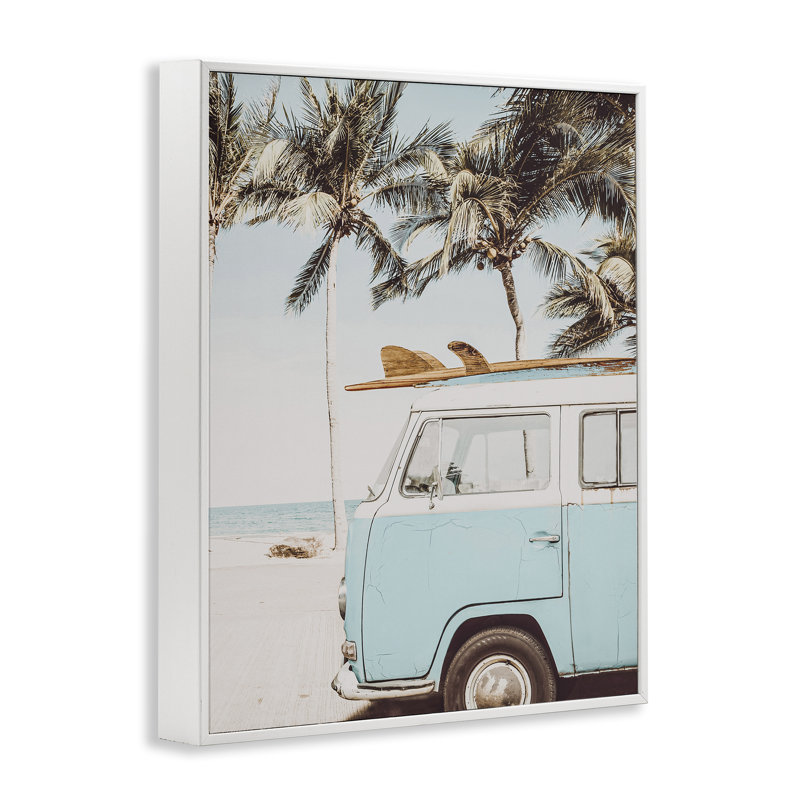 Planche de surf rétro et art de la giclée par LSR Design Studio, H 30 po x l 24 po, Giclée encadrée blanc bord de mer