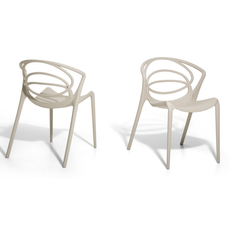 Stacking Patio Dining Side Chair, Beige