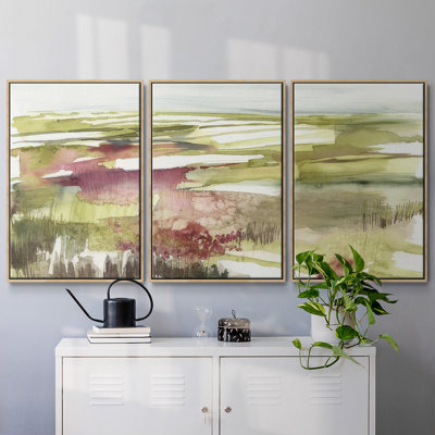 " Burgundy Flower Horizon II " 3 - Pieces