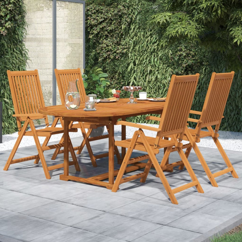 Jambrina 4 - Person Acacia Patio Dining Set with Oval Table, Brown