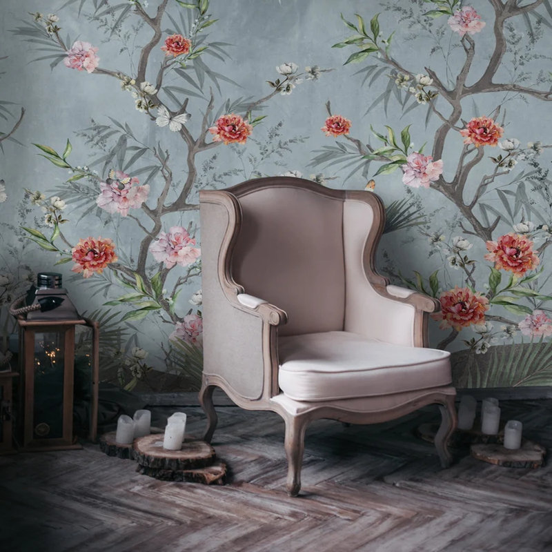 Oriental Garden Botanical Print, 160" L x  108" W