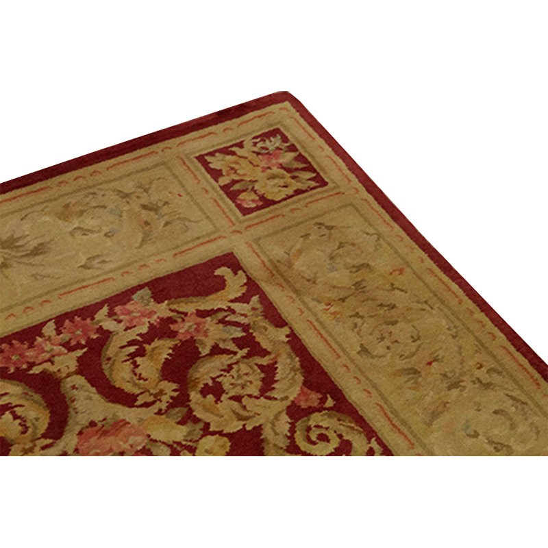 Hand-Knotted High-Quality Gold and Red Area Rug
