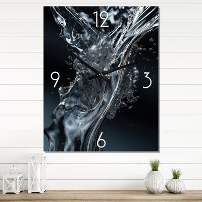 Horloge murale moderne bleue et noire Waveform Dreams II - Fractals