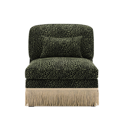 Armless Sofa Leopard Chenille W/1 Pillow