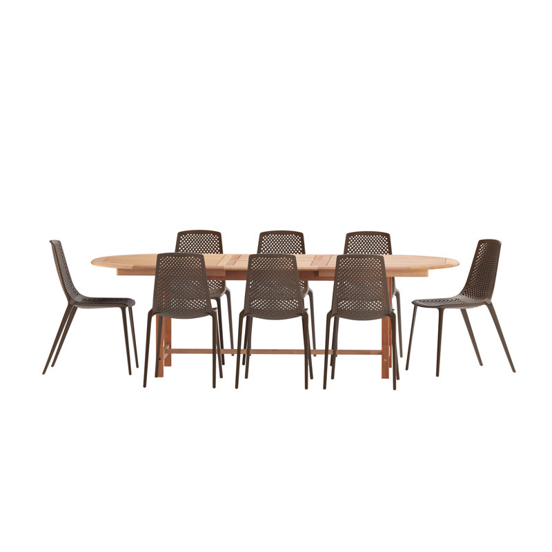 Anautica Oval Long Dining Set, Brown