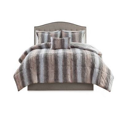 4PC Faux Fur Comforter Set