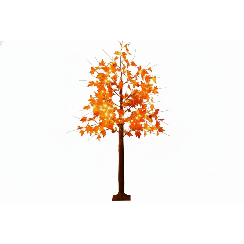 6FT Prelit Fall Tree with 120 Warm White LED Lights, Thanksgiving and Autumn Decor for Indoor and Outdoor Use