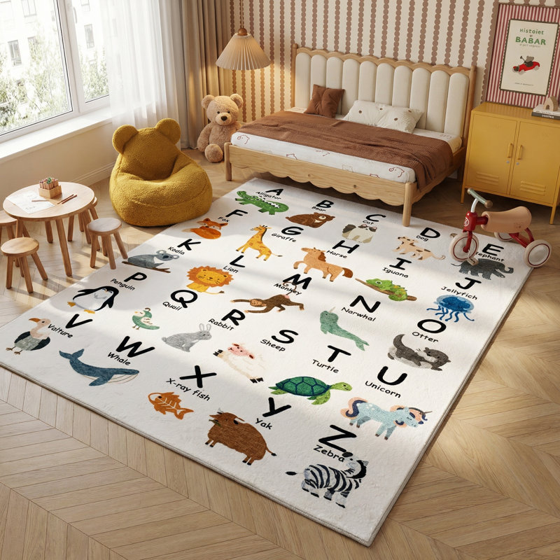 Tapis blanc / beige 5 pi x 8 pi (5 pi 3 po x 7 pi 7 po) Atlas, Rectangle 5 pi 3 po x 7 pi 7 po