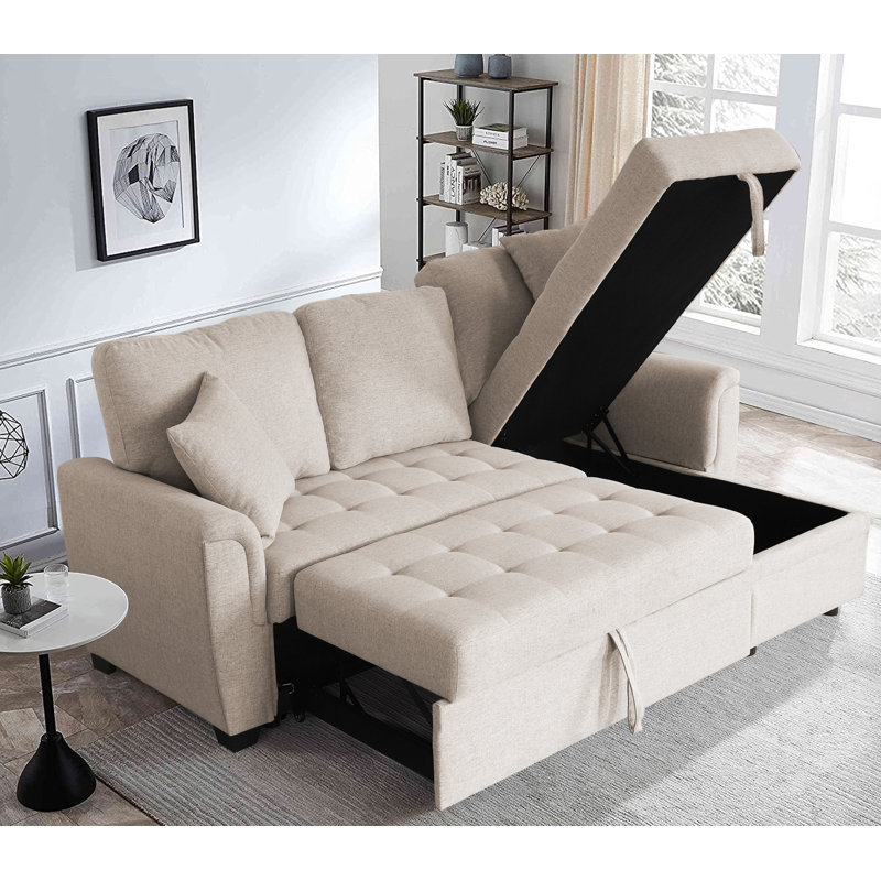 Canapé-lit modulaire de 86 po de large rembourré, 100 % polyester beige
