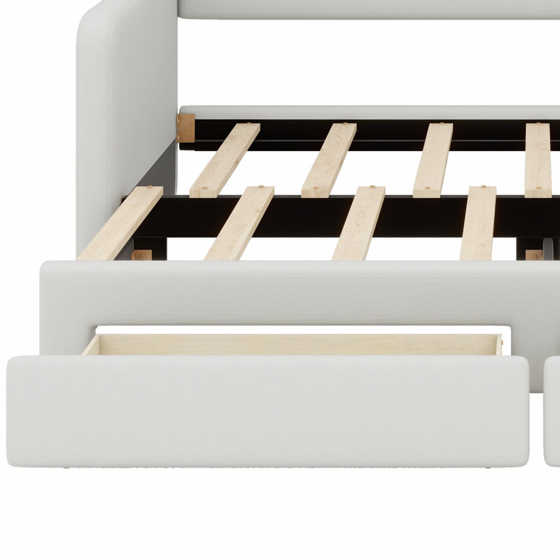 Lit de jour chic avec deux tiroirs, Beige
