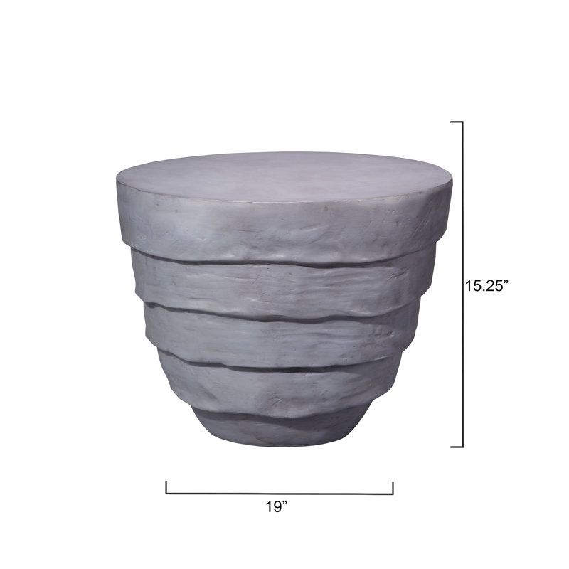 Steel Gray Round Fiberglass Outdoor Side Table