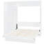 Grand lit mural blanc avec tablettes, garde-robe et lumières à DEL, pliable pour une utilisation multiple dans une petite chambre d'amis, appartement approprié