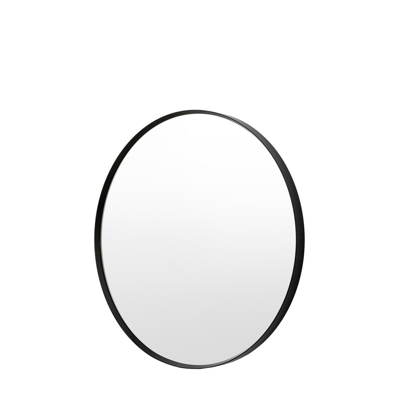 Anna Metal Framed Round Mirror, Black, 60cm x 60cm