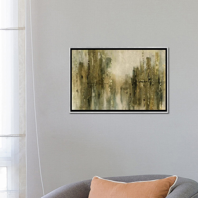 «Gold City Shine» par Carol Robinson, reproduction sur toile, Toile avec cadre argenté, Pas de tapis