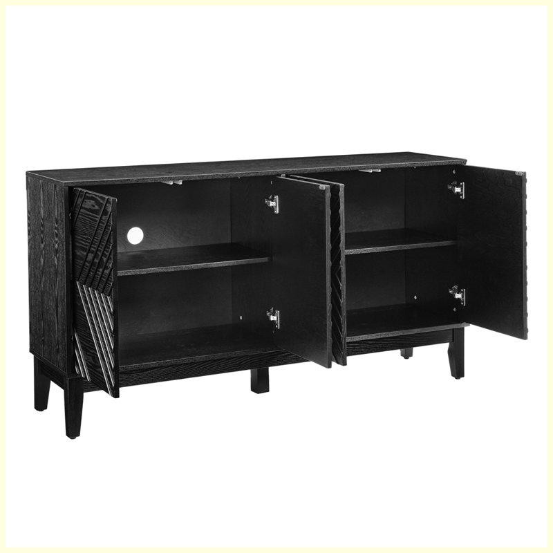 Buffet Farmhouse avec rangement et tablettes réglables, Noir