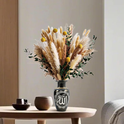 Boho Dried Flowers Bouquet – Olive Green Wall Decor, Pampas Grass Bouquet, Rustic Flower Arrangement