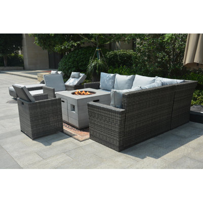 10 - Person Patio Conversation Set with Cushions