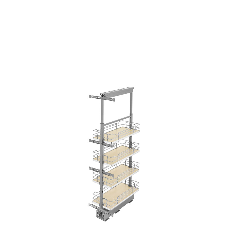 Rev-A-Shelf Adjustable Solid Surface Pantry System for Tall Pantry Cabinets, 43.41" H x 17.6" W x 21.72" D, Maple