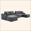 Canapé modulaire surdimensionné de 150 po, canapé Cloud avec assise profonde, canapé en L avec porte-gobelets et ports USB, canapé rembourré en velours côtelé pour le salon-121227025