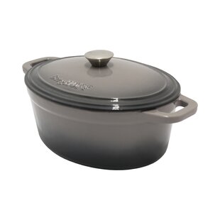 BergHOFF Neo 8Qt. Cast Iron Oval Dutch Oven, Matching Lid, Meringue