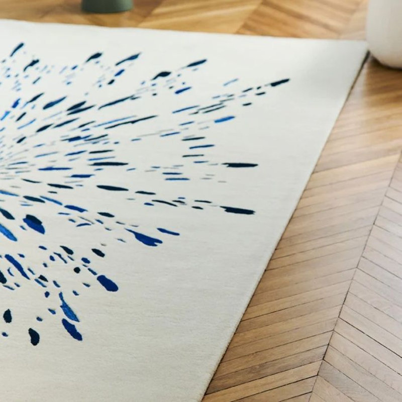 Paint Hand Tufted Area Rug in Blue, Rectangle 5'7" x 7'10"