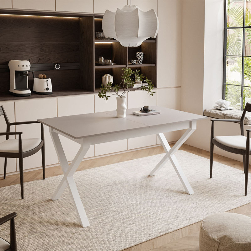 Extendable table ARTON II  140 cm,  "X" legs, Cashmire, White