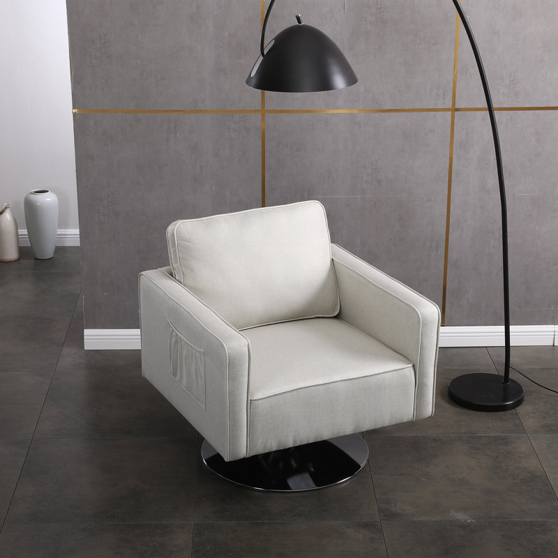 Fauteuil club pivotant 30,5 pouces Deysia, Mélange de coton beige