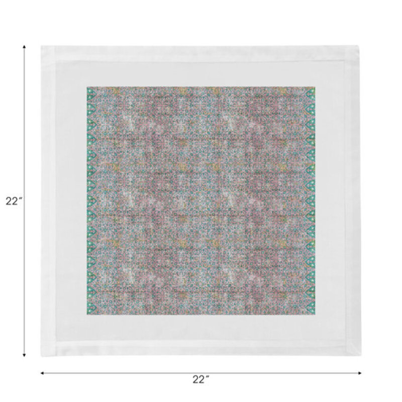 Iznik Cotton Sateen Dinner Napkins, Green Pink