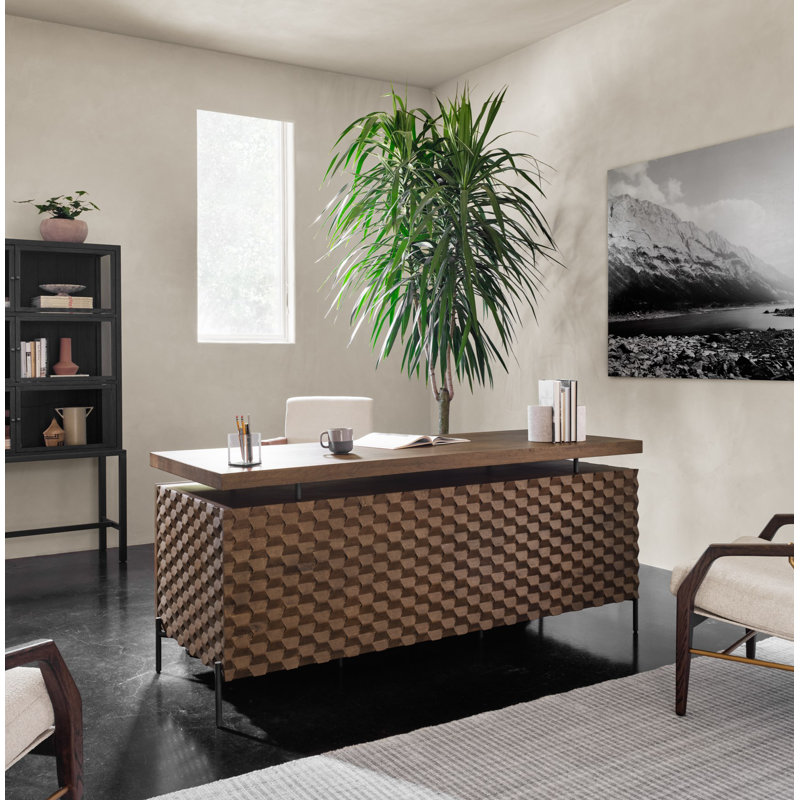 Raffael Solid Wood Credenza Desk, Brown