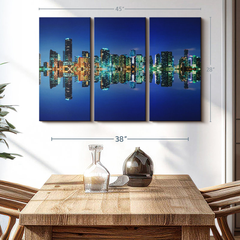 " Miami Night Skyline " on, 28" H x 45" W