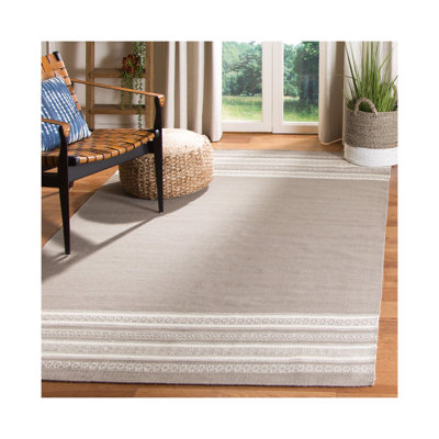 Tapis rayé en laine et coton tissé à la main Rodgers
