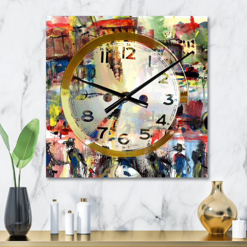 Les gens et le temps, aquarelle acrylique - horloge murale moderne, Grand