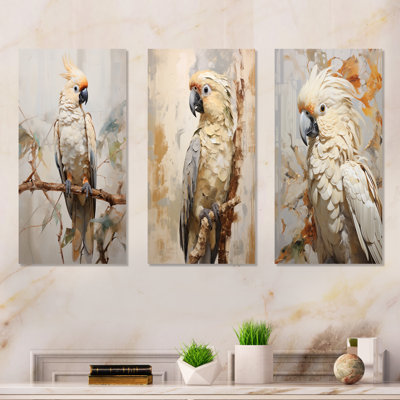 Beige perroquet élégance à plumes - ensemble de salon en métal 3 pièces