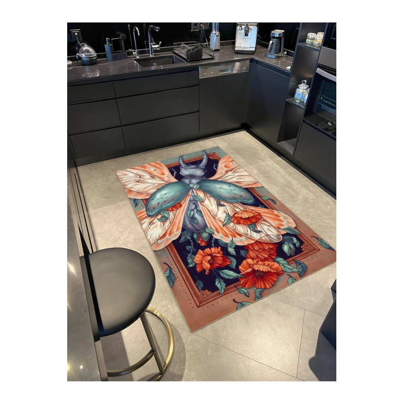 Washable Carpet With Flying Insect Pattern, Runner 3'4" x 9'11"