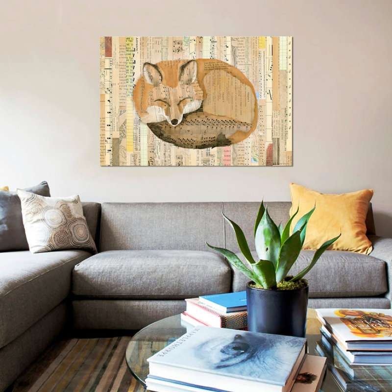 « fox collage iii », impression sur toile tendue, H 40 po x l 60 po x P 1,5 po, Toile tendue, Pas de tapis