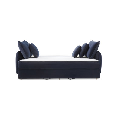 Irina Blue Velvet Sleeper Sectional Sofa W/ 3 Toss Pillows