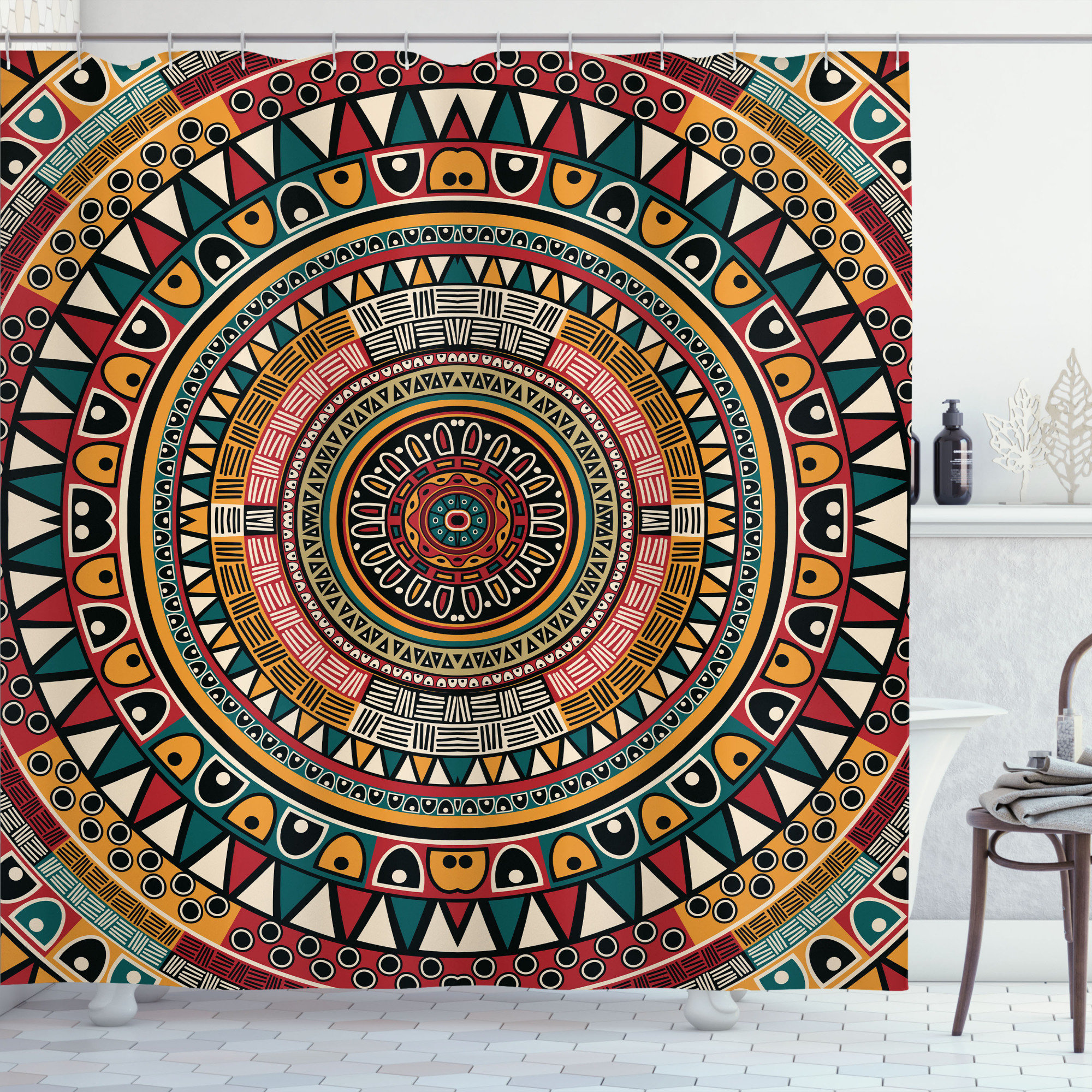 World Menagerie Clark Tribal African Folkloric Tribe Round Pattern With ...