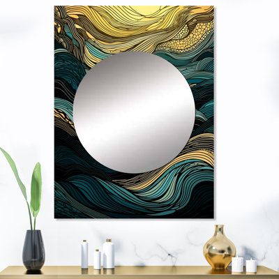 «Green Linear Symphony I», art mural, miroir mural