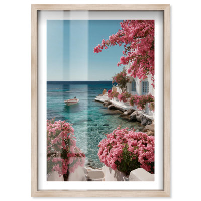 Santorini Dream Shadowbox Print, photographie de voyage par Notoriart, cadre blond, 21 x 31