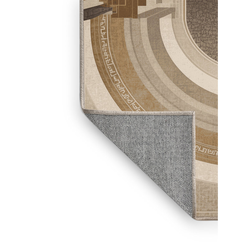 Machine Washable Entertainment & Pop Culture Open Air Amphitheater Classic Oriental Rug in Beige – Beige Binding, 7x10