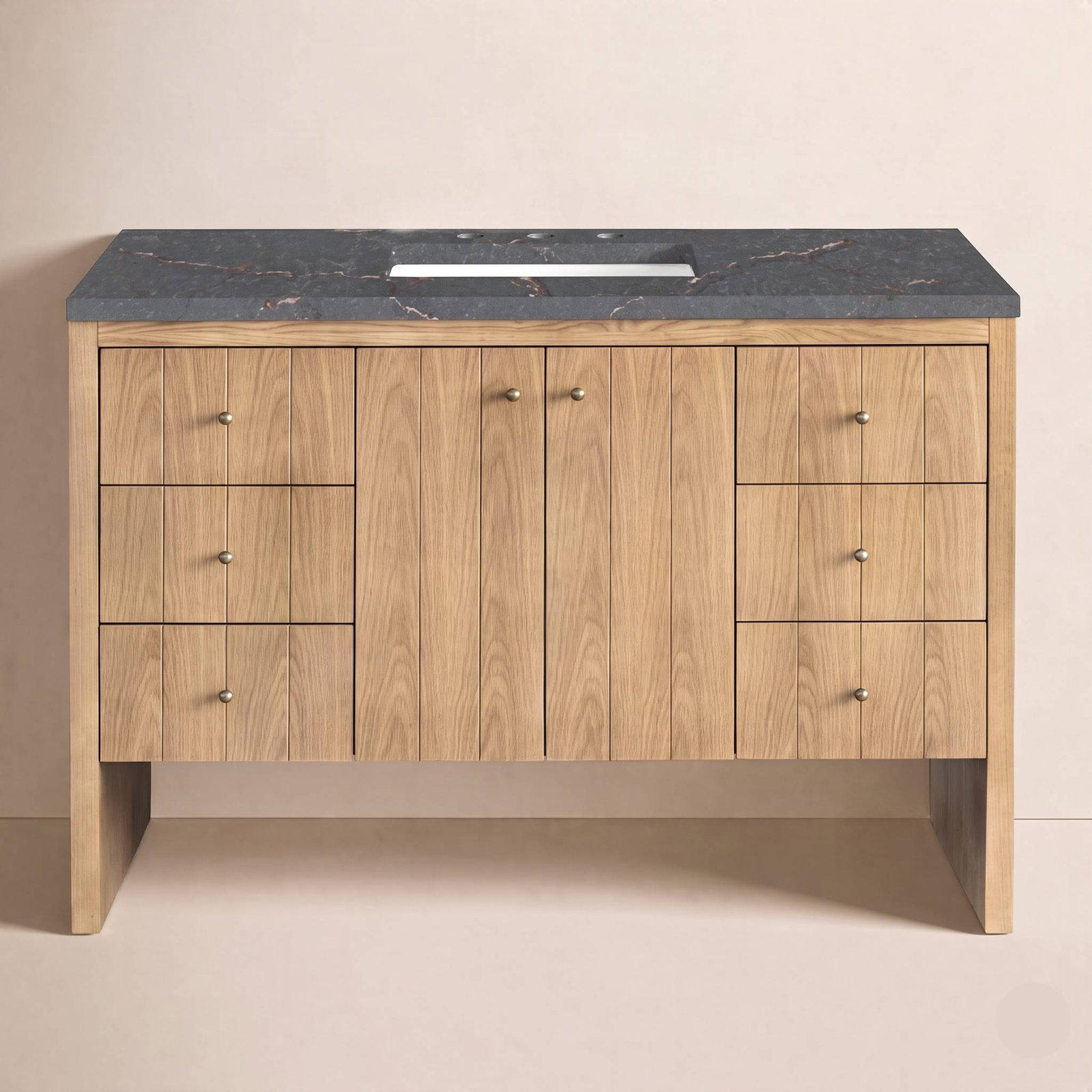 Hudson 48'' Single Bathroom Vanity, Light Natural Oak, Parisien Bleu, 8" Widespread