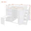 Lit mezzanine double avec garde-robe, bureau et tablettes, blanc (OLD: LT100679AAK)