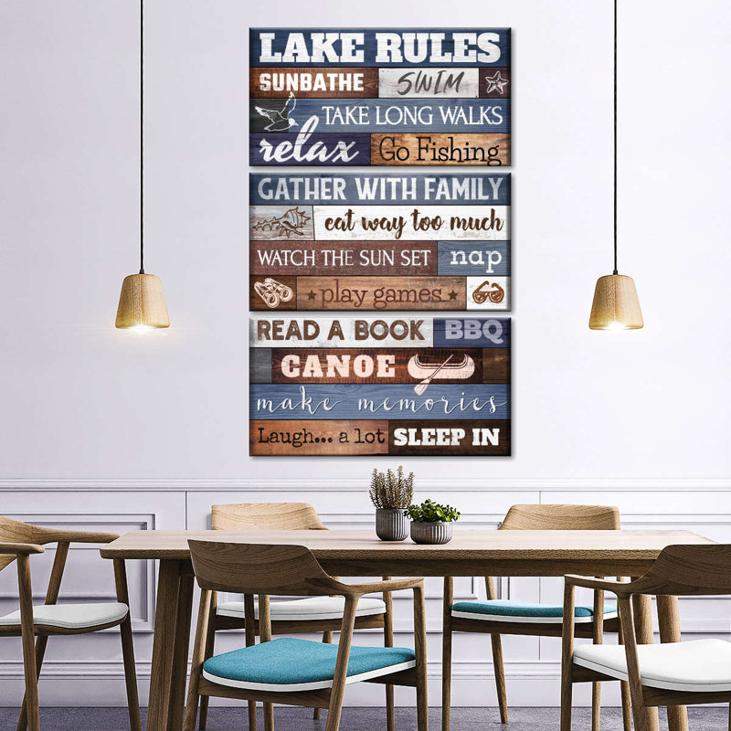 «Lake House Rules», impression sur toile, H 42 po x l 65 po x P 1,25 po